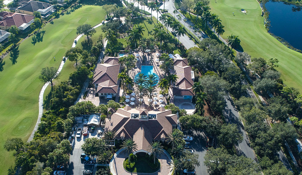 Bay House - West Bay aerial of the bay house activity center