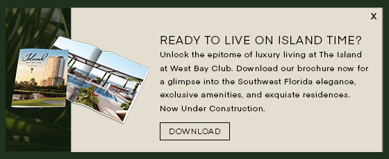 Island West Bay Popup Brochure - cover and page